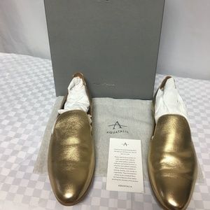 Aquatalia Emmaline Metallic Weatherproof Flat, Gold 7.5